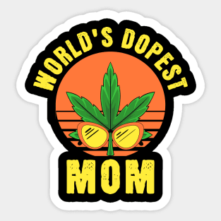 Worlds Dopest Mom - 420 retro Sunset Family Matching Apparel Sticker